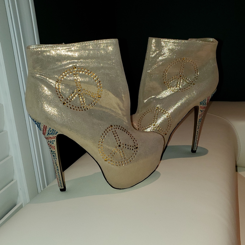 Machi Stiletto Jewel Studded Ankle Platform Bootie